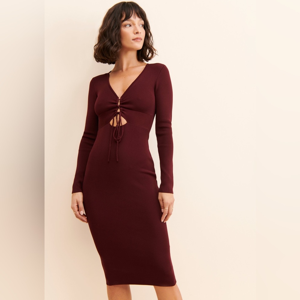 Astr Jovie Knit Dress in Wine NWT